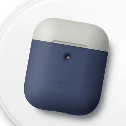 Elago Airpods 2 Silicone Duo Case - Jean Indigo/ White, Yellow