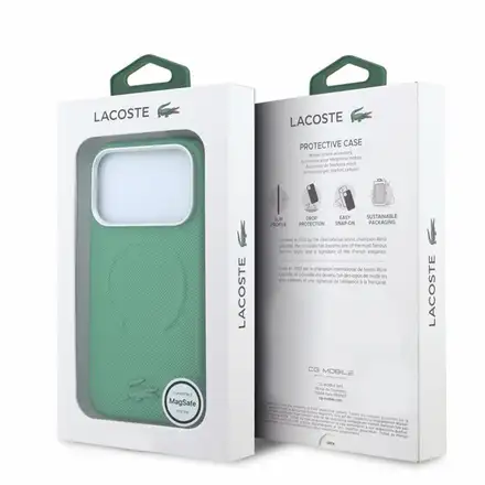 Lacoste PVC Petit Pique Semi Wrap Embossed MagSafe kryt iPhone 18 Pro Max zelený