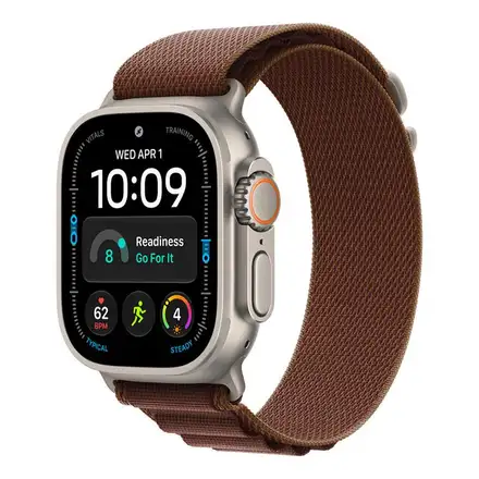 Apple Watch 49mm Burgundy Alpine Loop - Medium - Natural Titanium Finish