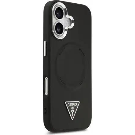 Guess PU Leather Triangle Logo MagSafe kryt iPhone 17 čierny