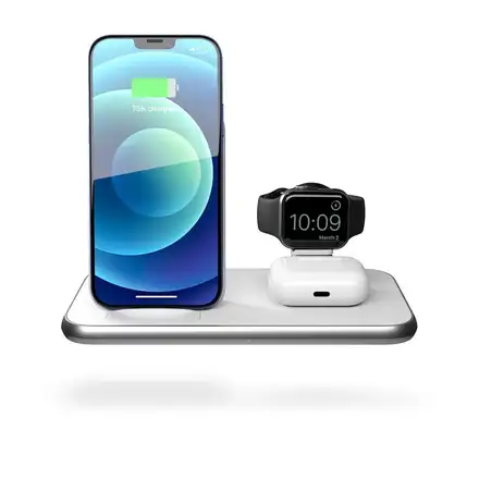 ZENS Aluminium 4 in 1 Stand Wireless Charger with 45W USB PD White *Poškodený obal*