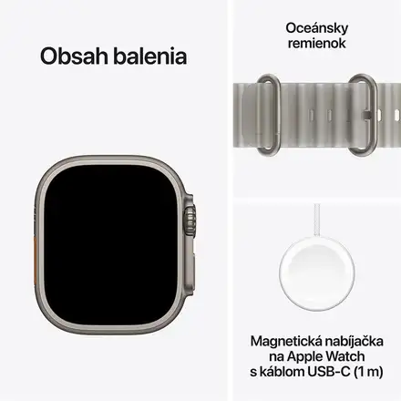 Apple Watch Ultra 4 GPS + Cellular 49mm Natural Titanium Case with Translucent Grey Ocean Band *Rozbalený*
