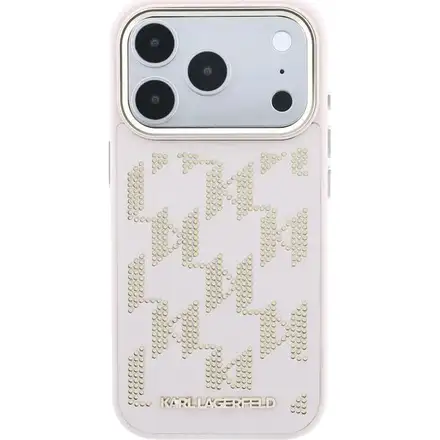 Karl Lagerfeld PU Perforated Monogram MagSafe MagSafe kryt iPhone 17 Pro Max ružový