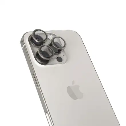 iStores by Epico Aluminium Lens Protector pro Apple iPhone 16 Pro / 16 Pro Max - přírodní titan