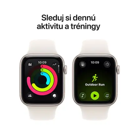 Apple Watch SE 3 GPS 44mm Hviezdny biely hliník s hviezdnym bielym športovým remienkom - M/L