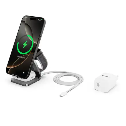 Cubenest 3v1 Qi2.2 Skladacia bezdrôtová magnetická nabíjačka SQ312 Ultra sivá