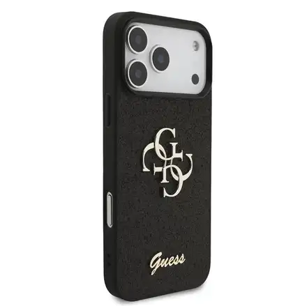 Guess PU Fixed Glitter 4G Metal Logo kryt iPhone 18 Pro čierny