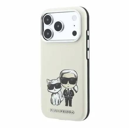 Karl Lagerfeld PU Semi Wrap Smooth Sketch Bodies Magsafe kryt iPhone 18 Pro bežový