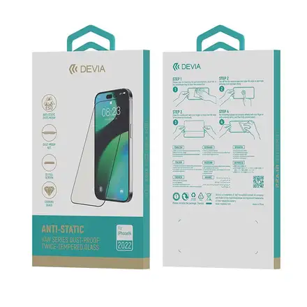 Devia ochranné sklo Van Series Anti-Static pre iPhone 14 Plus/13 Pro Max - Black Frame