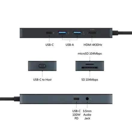 Hyper HyperDrive Flex 8 Port USB-C Hub - Black