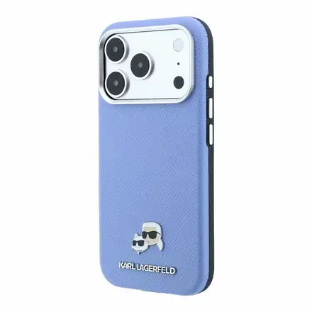 Karl Lagerfeld PU Grained Semi Wrap K&CH Heads Magsafe kryt iPhone 18 Pro Max modrý