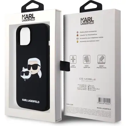 Karl Lagerfeld Liquid Silicone Double Heads MagSafe kryt iPhone 15 Pro Max čierny