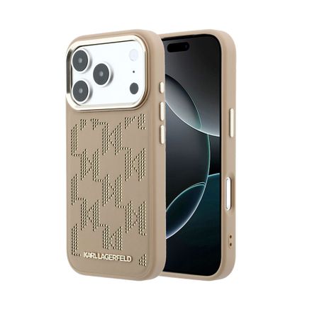 Karl Lagerfeld PU Perforated Monogram MagSafe MagSafe kryt iPhone 17 Pro hnedý