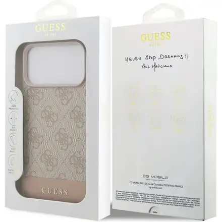 Guess PU 4G Stripe kryt iPhone 17 Pro ružový