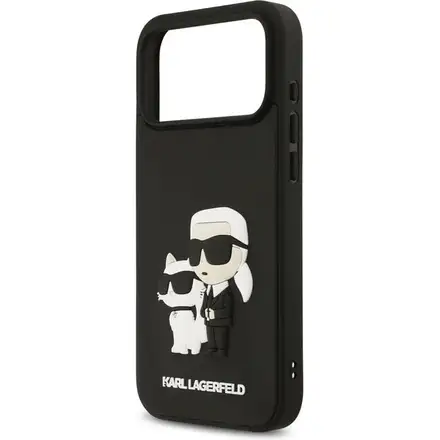 Karl Lagerfeld 3D Rubber Karl and Choupette kryt iPhone 17 Pro Max čierny