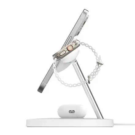 Belkin Boost Charge Pro 3-in-1 Magnetic Wireless Charging Stand with Qi2 15W - White