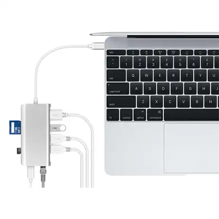 LMP USB-C mini Dock 8-port - Silver Aluminium