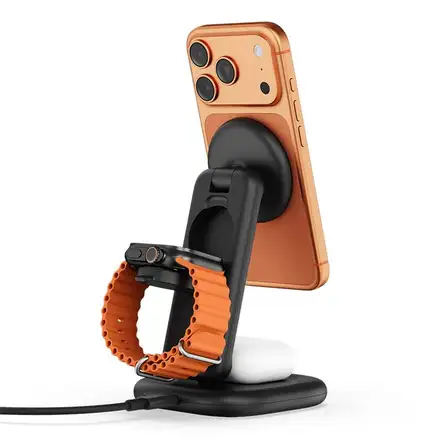 Satechi 3-in-1 Foldable Qi2 Wireless Charging Stand 25W - Space Black