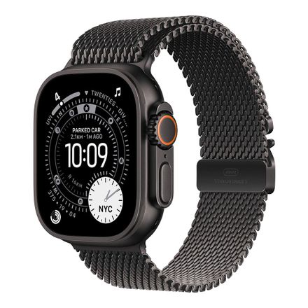 Apple Watch Ultra 3 GPS + Cellular 49mm Čierny titán s čiernym titánovým milánskym ťahom - S *Rozbalený*