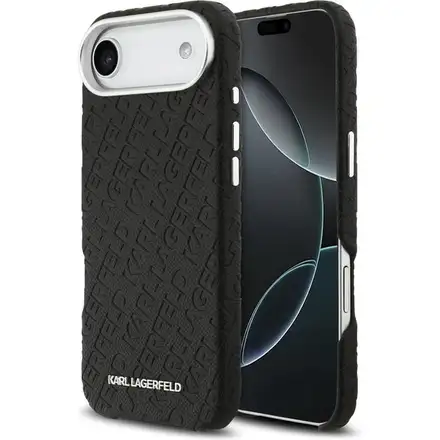 Karl Lagerfeld Grained PU Repeated Logo MagSafe kryt iPhone Air čierny