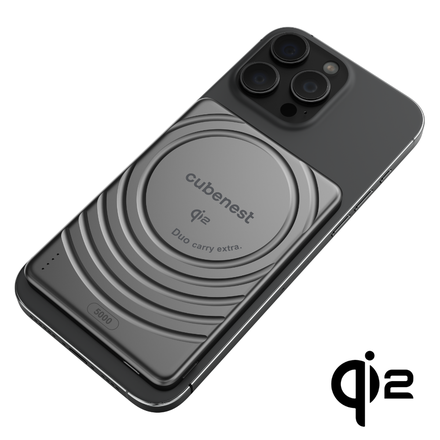 Cubenest Qi2 Magnetic Wireless SlimDual PowerBank 5000 mAh SQ1B3D - čierna