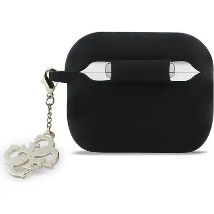 Guess 4G Charm Silikonové Púzdro pre AirPods 3 Pro čierne