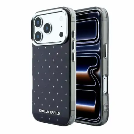 Karl Lagerfeld IML Rhinestones Allover kryt iPhone 18 Pro Max čierna