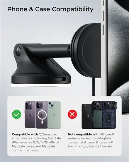 iOttie Velox Mini Qi2 Wireless Dash & Windshield Mount - Black