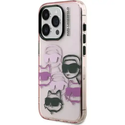 Karl Lagerfeld IML Multi K&CH Heads kryt iPhone 15 Pro ružový