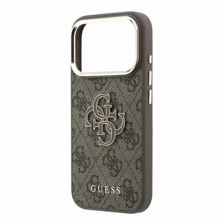 Guess PU 4G Resin Metal Logo kryt iPhone 18 Pro Max hnedý