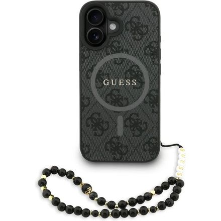 Guess PU Leather 4G Colored Ring Strap MagSafe kryt iPhone 16 čierny