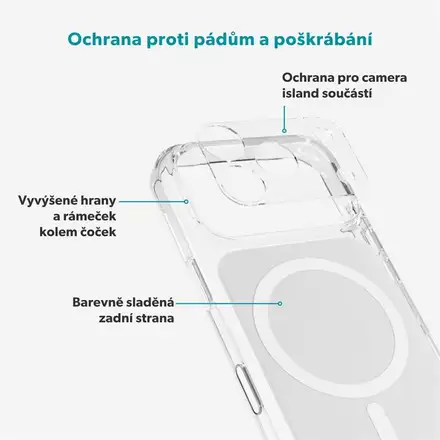 Epico Tile Mag+ Case iPhone 17 Pro Qi2 & MagSafe kompatibilný - biela (dierky na šnurku + camera island protector)