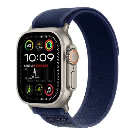 Apple Watch 49mm Blue Trail Loop - M/L - Natural Titanium Finish *Vystavené*