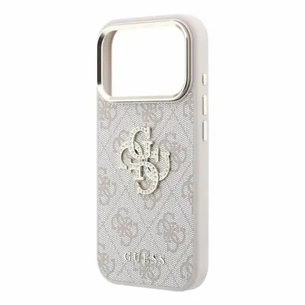 Guess PU 4G Strass Metal Logo kryt iPhone 18 Pro Max ružový