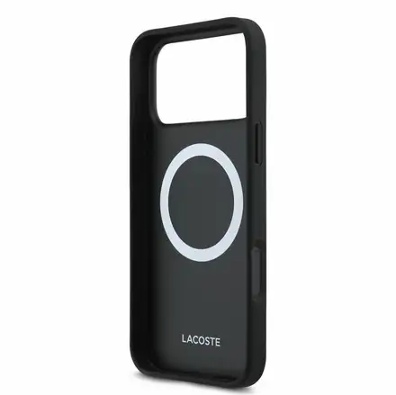 Lacoste PVC Iconic Petit Pique Metal Logo MagSafe kryt iPhone 18 Pro Max čierny