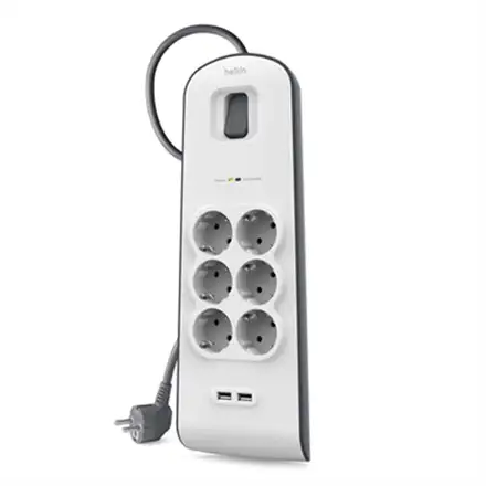 Belkin prepäťová ochrana BSV604 6 zásuviek, 2xUSB 2,4A, 2m kábel