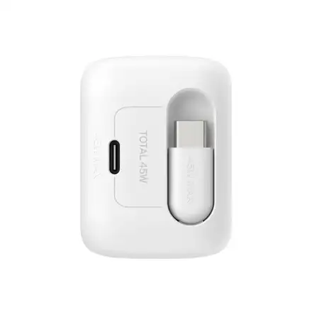 Belkin Ultra Charge USB-C GaN Wall Charger 45W + Retractabe Cable 1m - White