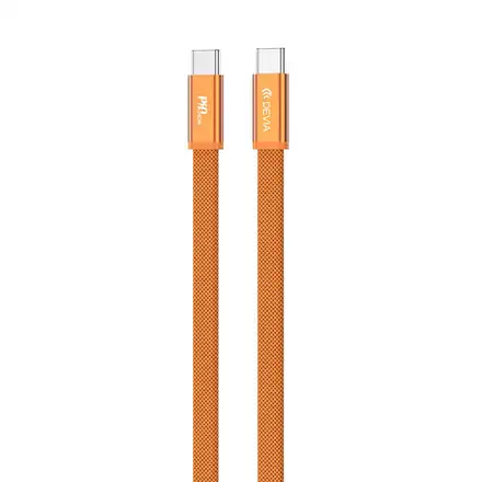 Devia kábel Ultra3 USB-C to USB-C Metal Woven Flat Cable 1.5m 240W - Orange