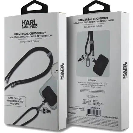 Karl Lagerfeld Universal Crossbody Popruh Cord and Ikonik Pins čierny