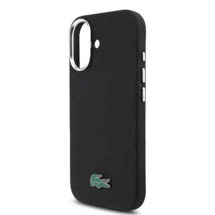 Lacoste PVC Iconic Petit Pique Metal Logo MagSafe kryt iPhone 16 čierny