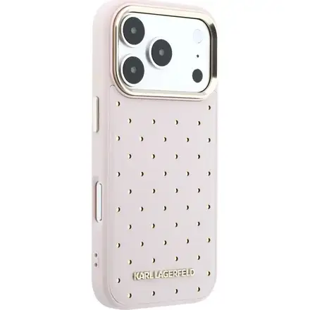 Karl Lagerfeld PU Perforated Gold Dots MagSafe kryt iPhone 17 Pro ružový