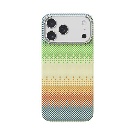 Comma kryt Woven Kevlar Magnetic Shockproof Case pre iPhone 17 Pro - Green Orange Light