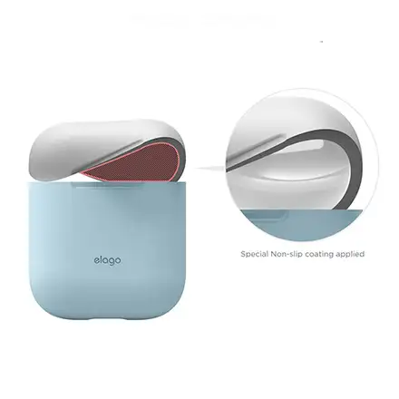 Elago Airpods Silicone Duo Case - Pastel Blue/ Pink, White