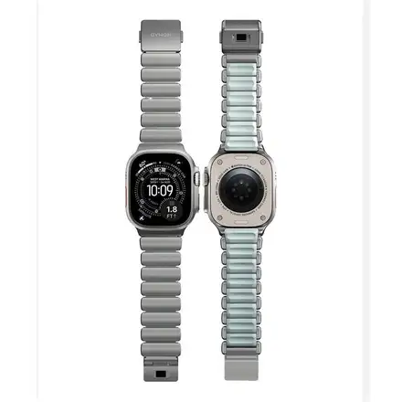 Nomad remienok Stratos pre Apple Watch 44-49mm - Ice Blue Glow/Natural Hardware