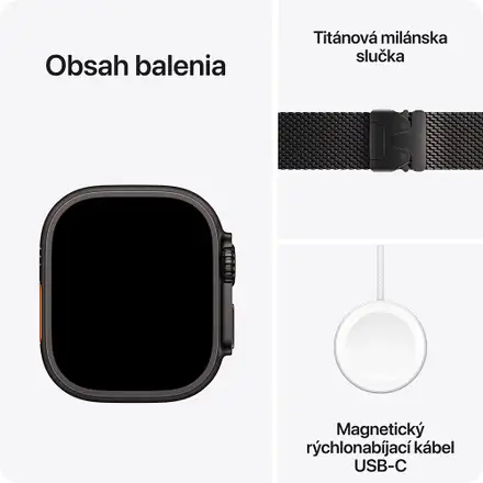 Apple Watch Ultra 3 GPS + Cellular 49mm Čierny titán s čiernym titánovým milánskym ťahom - M