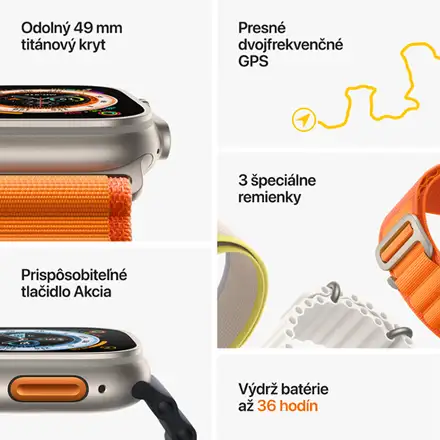 Apple Watch Ultra GPS + Cellular 49mm puzdro z prírodného titánu *Použitý s DPH - Trieda A*