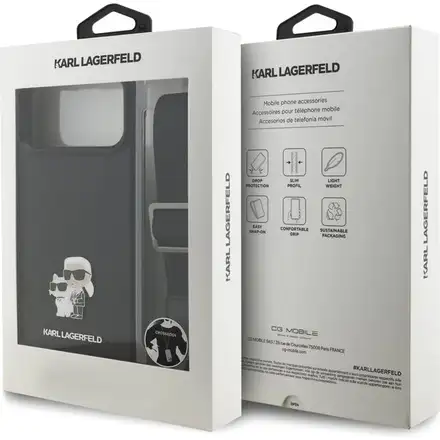 Karl Lagerfeld Saffiano Crossbody Popruh Metal Karl and Choupette kryt iPhone 17 Pro čierny