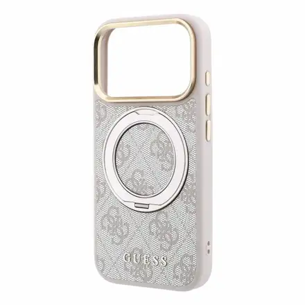 Guess PU 4G Ring Stand MagSafe kryt iPhone 18 Pro ružový