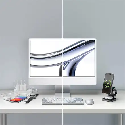 Satechi 3-in-1 Foldable Qi2 Wireless Charging Stand - Space Gray