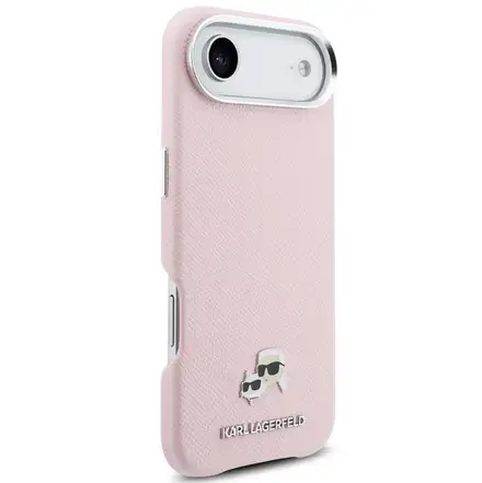 Karl Lagerfeld PU Karl and Choupette Heads Pins MagSafe kryt iPhone Air ružový